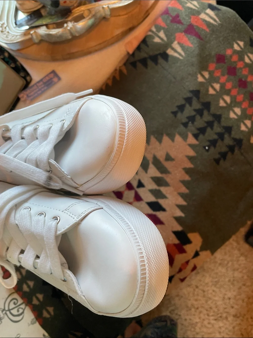 Tommy Hilfiger White Lace-Up Sneakers with Navy & Red Accents